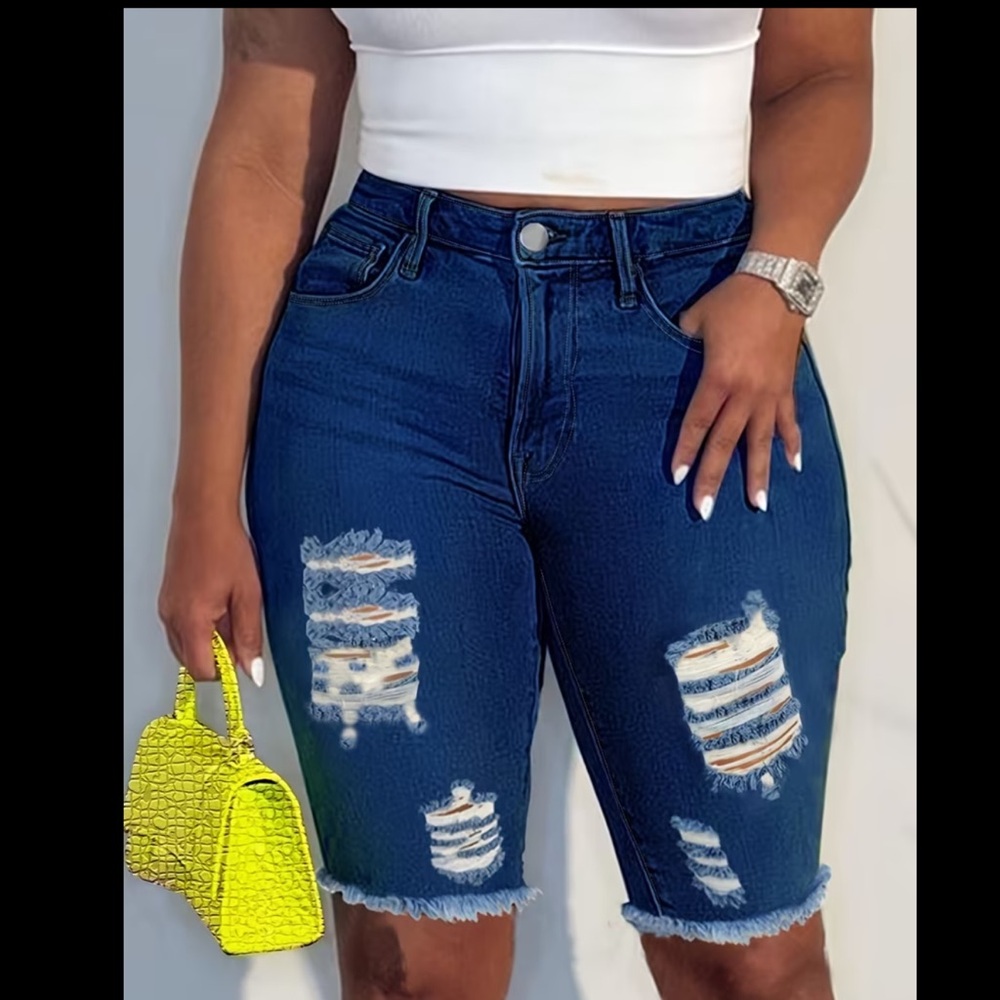 Distressed Denim Shorts